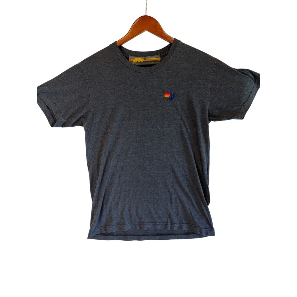 Aviator Nation Charcoal Gray Logo Embroidered T-Shirt Size Medium Retro Surf